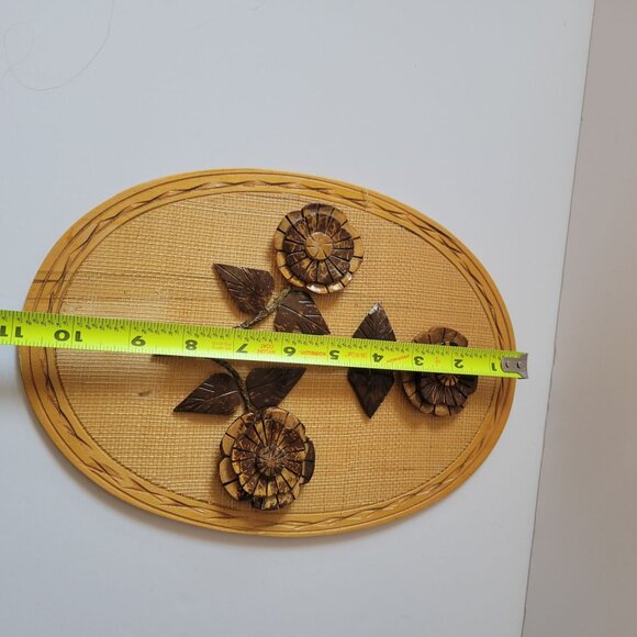 Handcrafted Philippines Oval Woven Wall Art With Floral Design - Picture 6 of 7